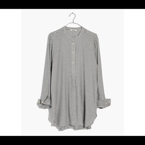 MADEWELL Wellspring Tunic Popover Shirt in Windowpane - NWT - XS - Picture 2 of 10